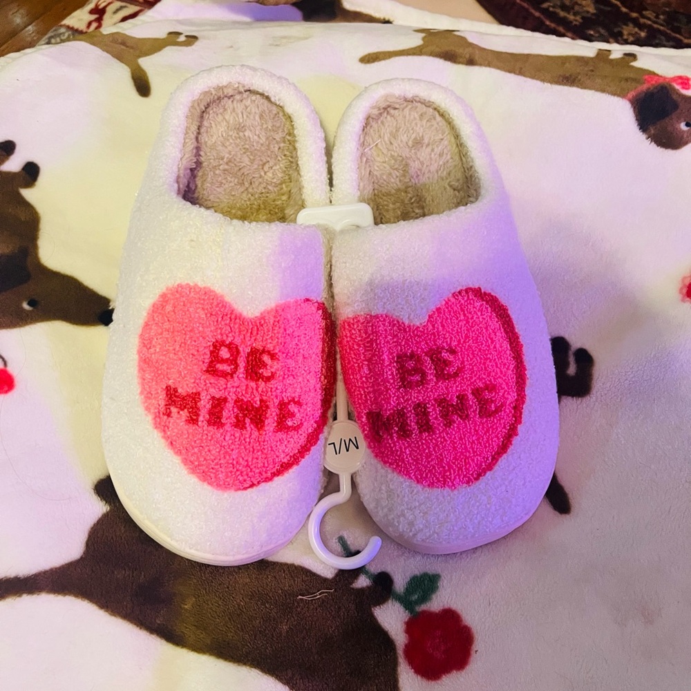 Be Mine Pink Heart Slippers